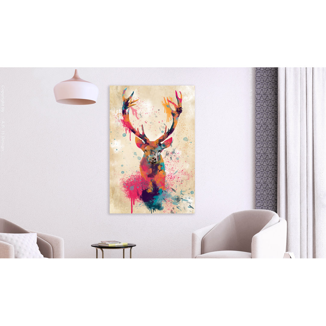 Leinwandbild – Watercolor Deer (1 Part) Vertical