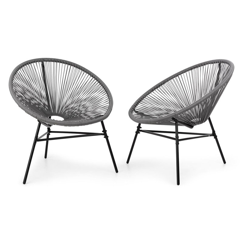 Las Brisas Metal Outdoor Lounge Chair, Grey
