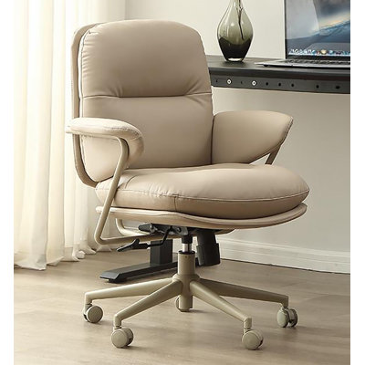 Chaise de bureau roulante en cuir véritable de qualité supérieure avec inclinaison réglable