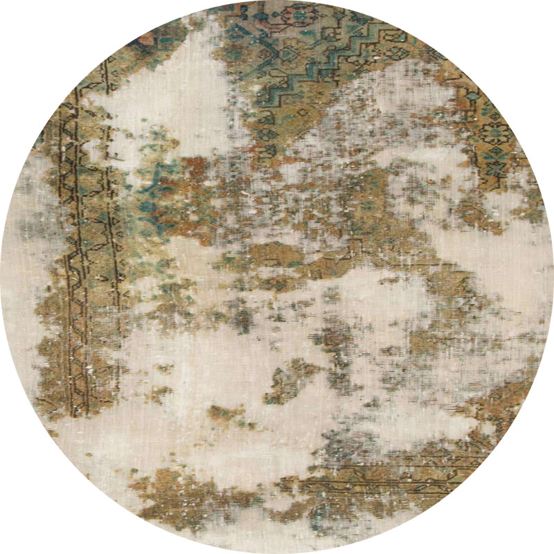 Tapis décoratif multicolore à motif abstrait, Rond 3 pi
