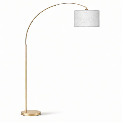 Lampe sur pied arquée / arquée noire 78,7 po Asem avec télécommande, ampoule DEL incluse et grand abat-jour tambour