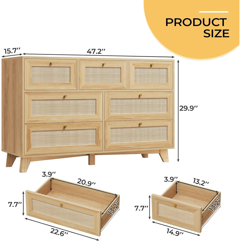 Commode 7 tiroirs, Bois