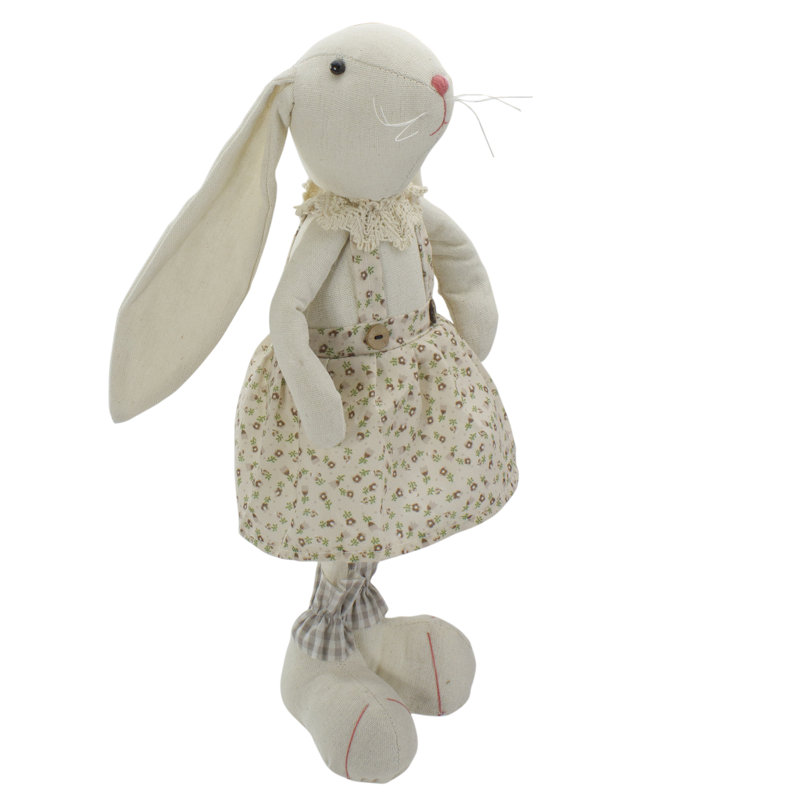 Figurine de lapin de Pâques debout 14,5 po beige et crème