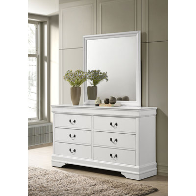 Commode 6 tiroirs et miroir blanc
