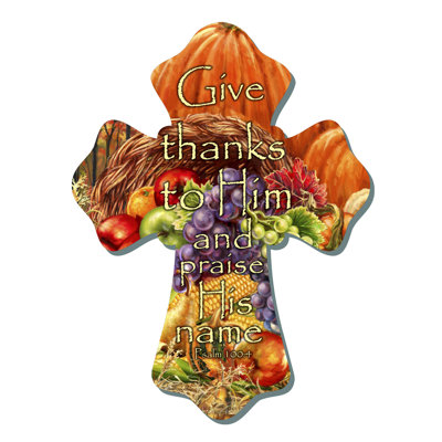 Harvest Cornucopia Wooden Cross