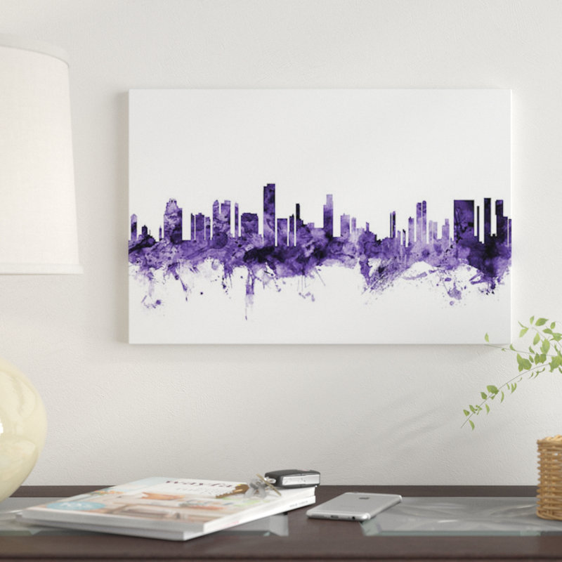 «Honolulu, Hawaii Skyline» par Michael Tompsett, impression sur toile tendue, H 12 po x l 18 po x P 1,5 po, Toile tendue