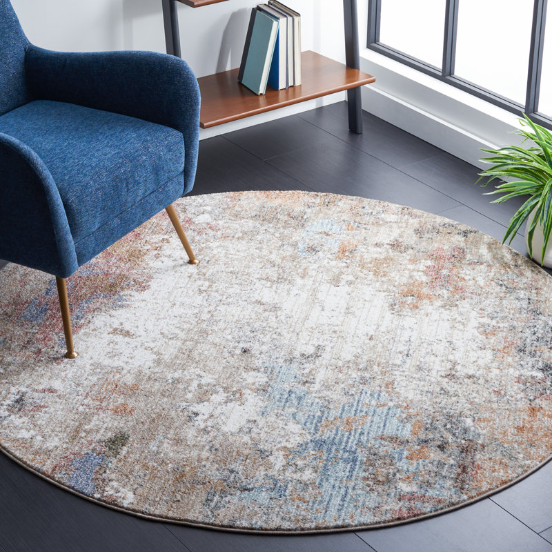 Idhika Performance Abstract Rug, Round 5'3"
