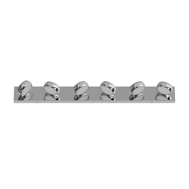 Éclairage à DEL pour meuble-lavabo à DEL, réglable, à intensité variable, chrome poli moderne, Six lumières
