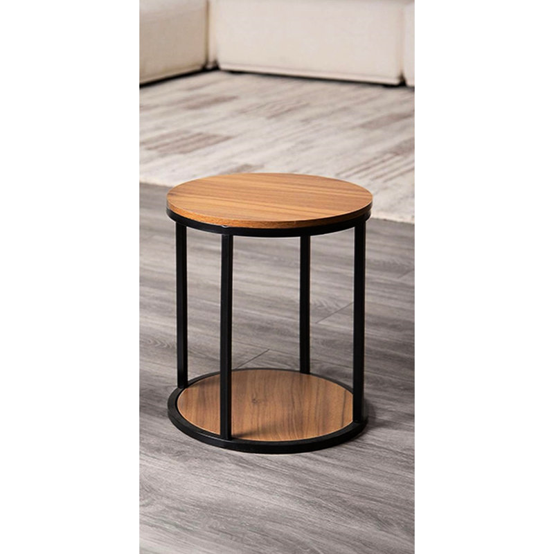 Tables contemporaines en bois massif et en métal avec fonction d'économie d'espace, P 15,5 po x H 17,5 po, naturel et noir, pour tables d'espaces de vie, l 15,5 po P 15,5 po, zones principales
