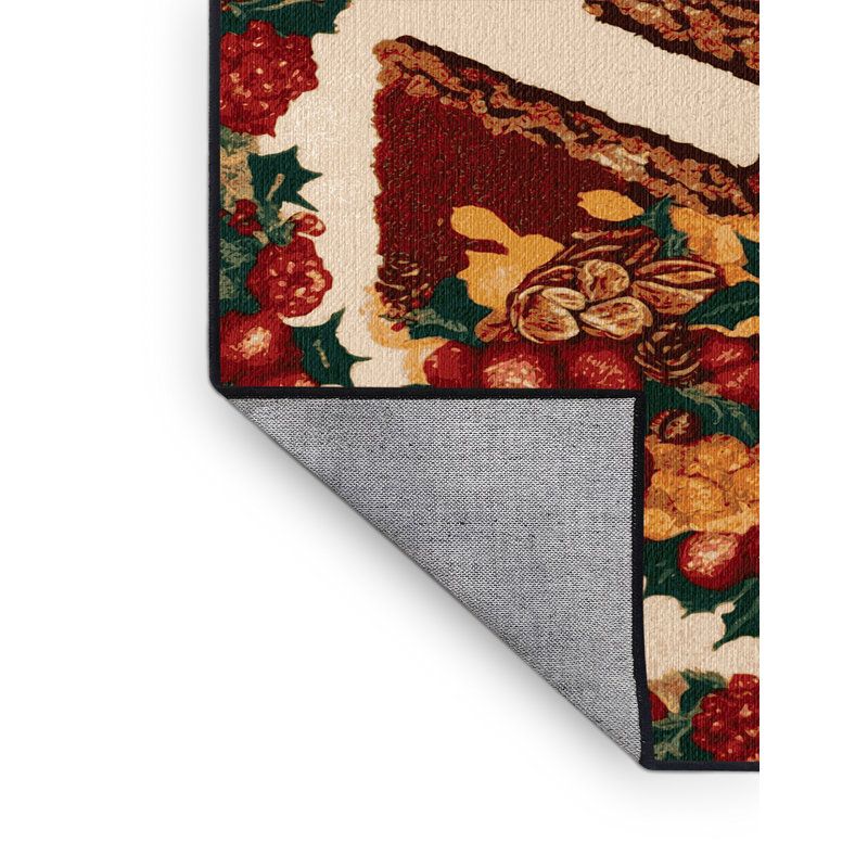 Washable Fruit cake Desserts Area Rug, Round 5'