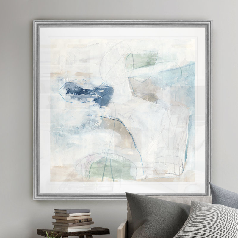 Pebble Coast I - reproduction d'art sur toile, H 17,5 po x l 17,5 po x P 1,5 po, Cadre argenté