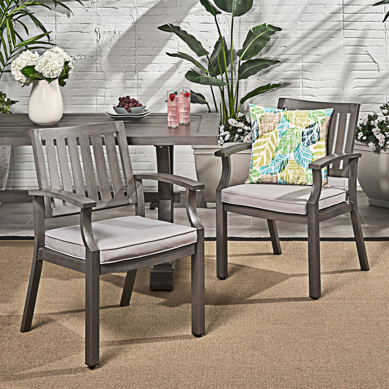 Chaise de salle à manger d'extérieur avec coussin (ensemble de 2)