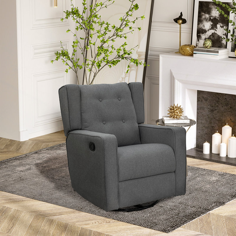 Fauteuil inclinable, doux, inclinable et pivotant avec fauteuil berçant et oscillant pour chambre de bébé avec capitonnage à boutons, siège de cinéma maison simple pour salon, gris
