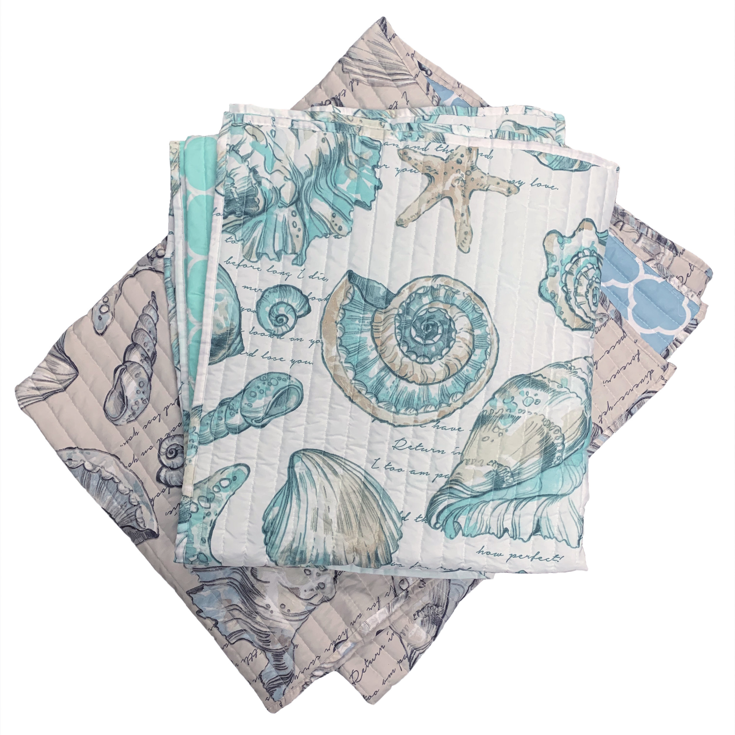 Barefoot Bungalow Cruz Seashell Reversible Quilted Throw & Reviews