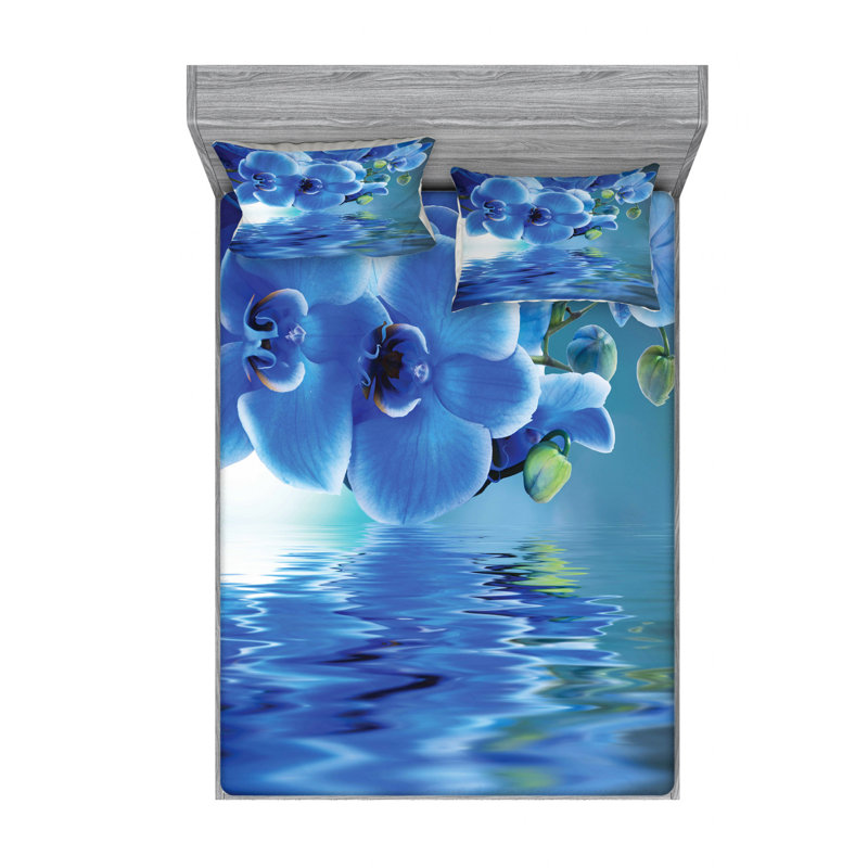 Microfiber Floral Sheet Set, Full Sheet Set with 2 Pillowcases