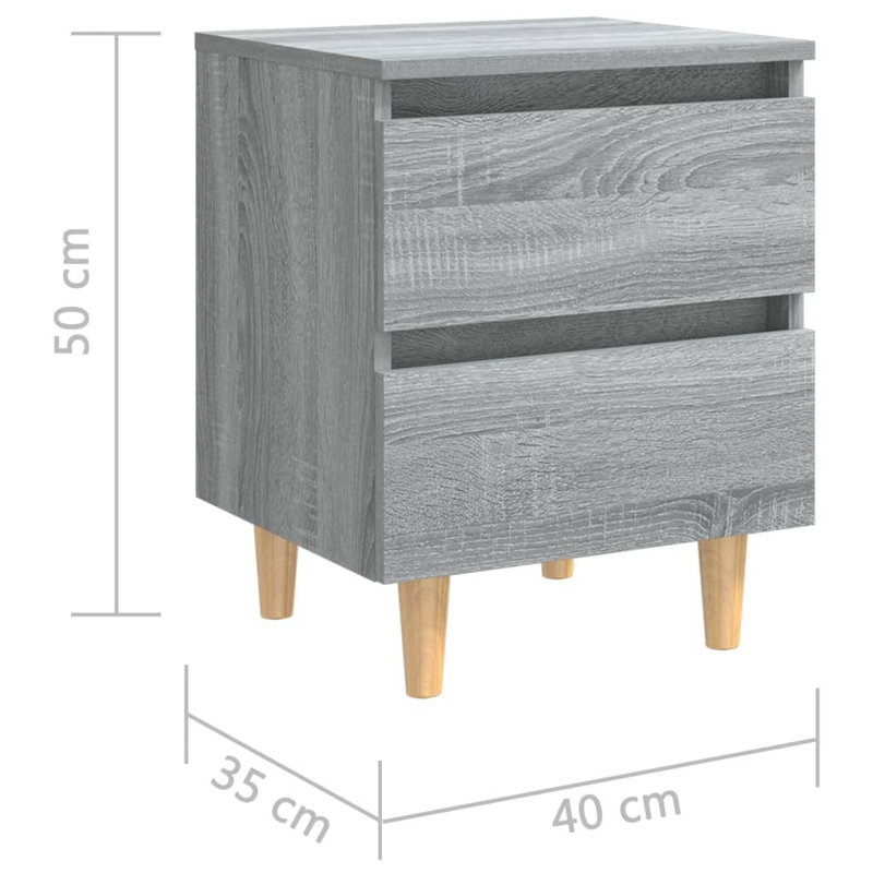 Phoenicia 2 Drawer Bedside Table, Grey Sonoma