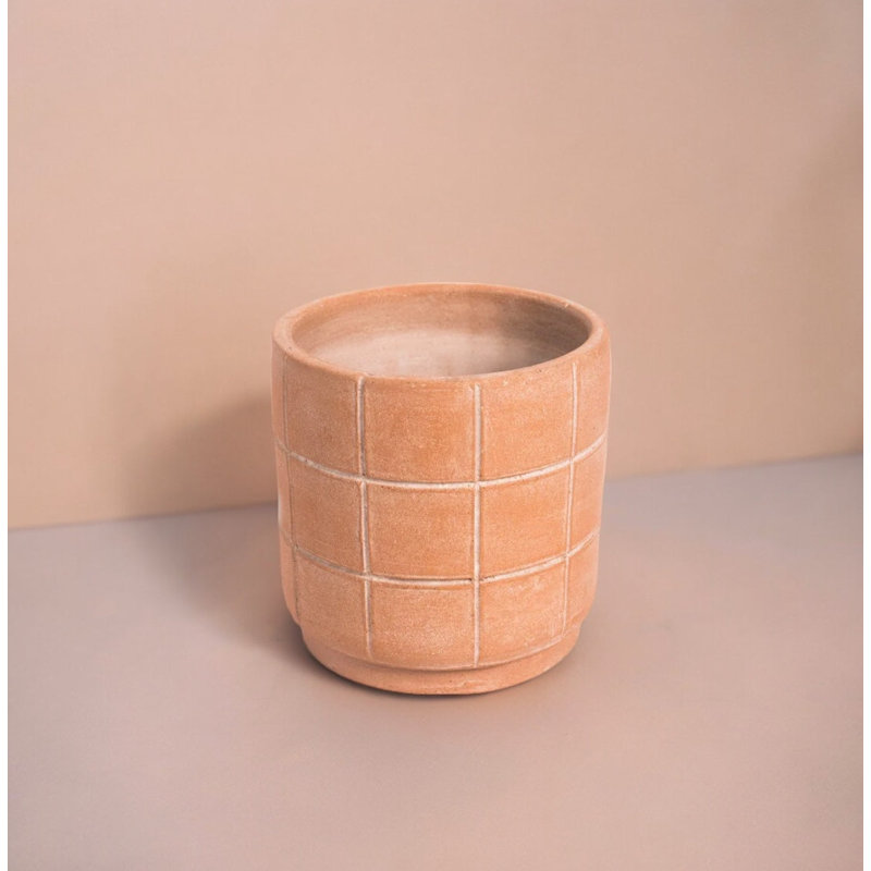 Grid Terracotta Planter Small, 8" H X 8" W X 8" D