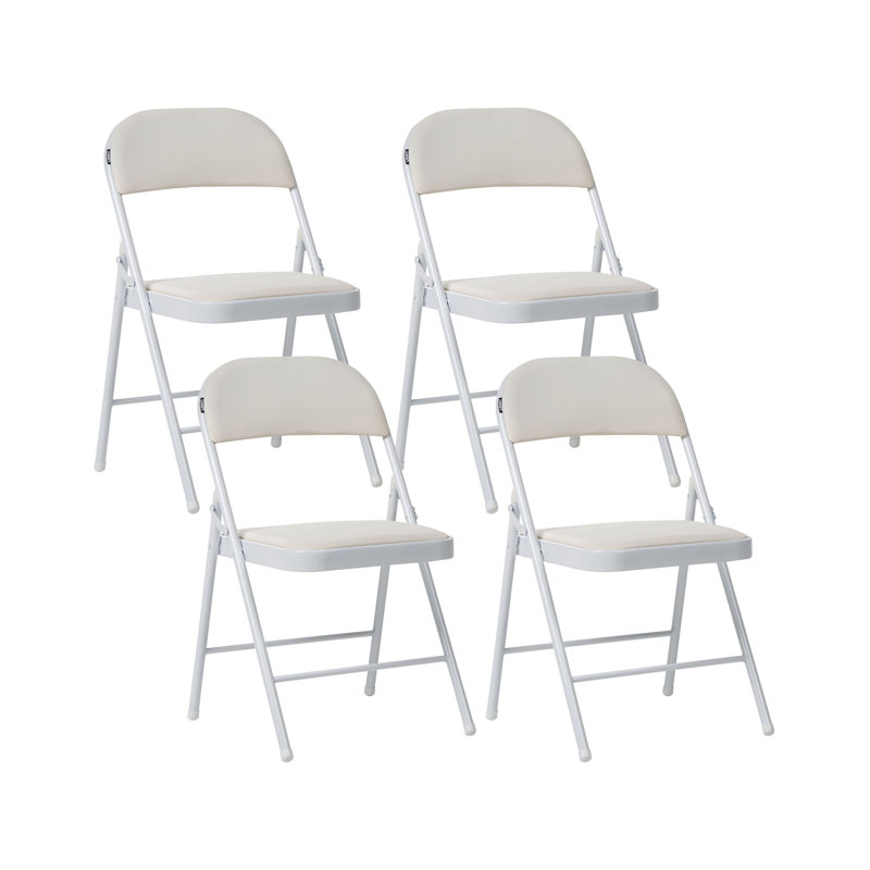 Side Chair Folding Chair Set, White, White