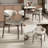Mid-Century Modern Snow/Sand Sintered Stone Round Colyer Solid Wood Floral-Shaped Pedestal Walnut/Dark Walnut Tone (1 Table, 4/6/8 Chairs)-217978304-217978333-217978332