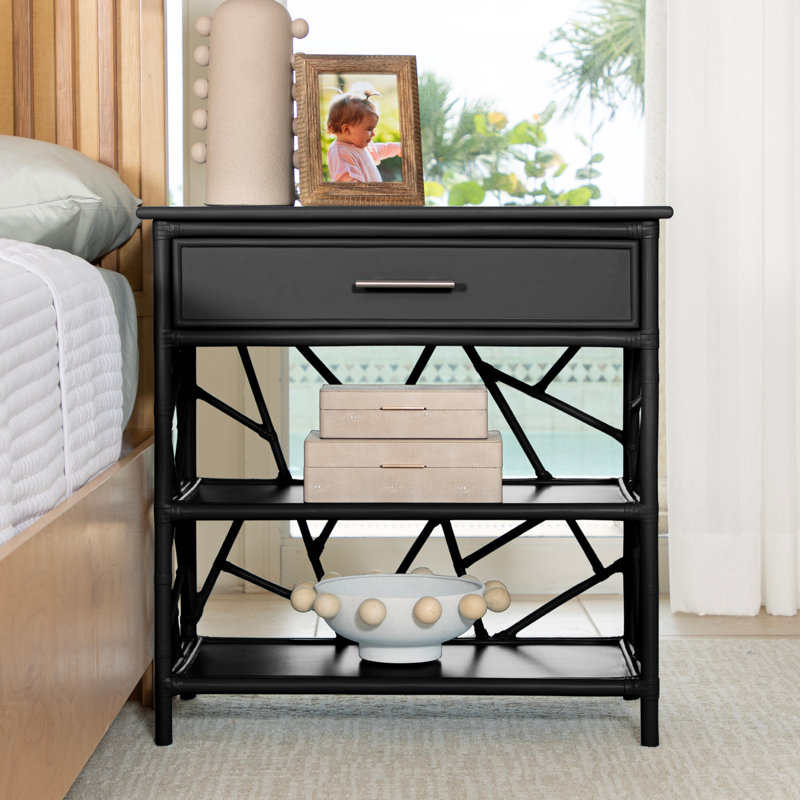 End Table with Storage, Black