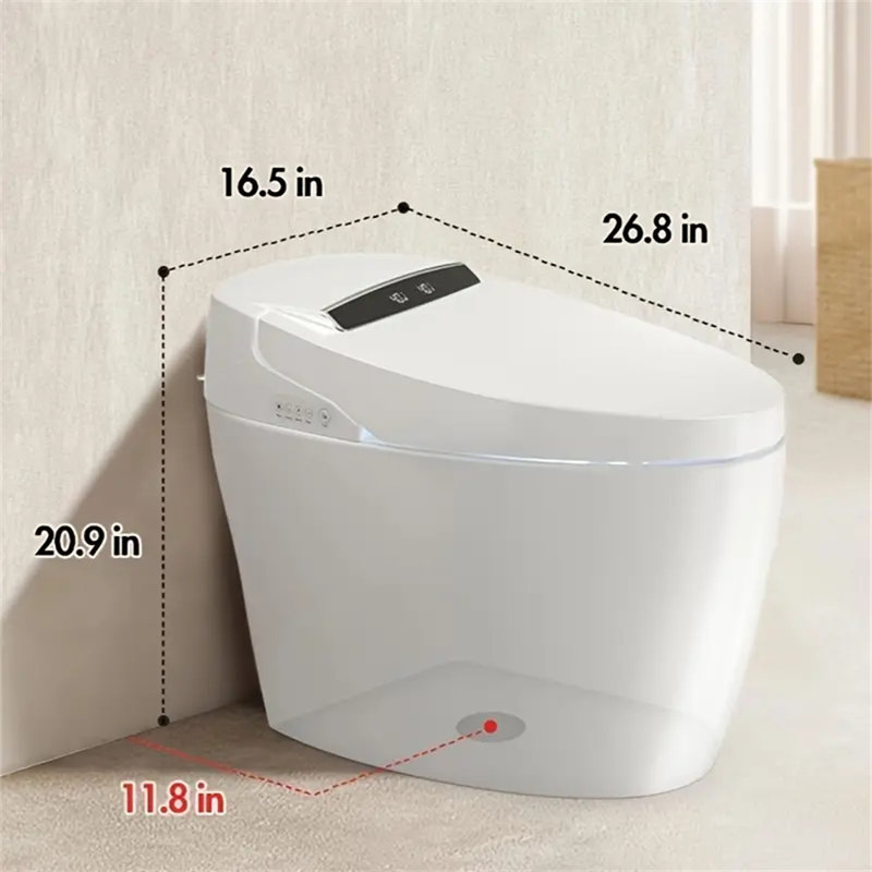 Smart Toilet With Heated Seat And Night Light, Tankless Toilets For Bathroom, Modern One Piece Toilet Standard Comfort Height Toilet With Auto Flush, Auto Open Close Lid/Seat,Slow Close