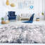 Tapis bleu moderne / abstrait lavable à la machine antidérapant-106404825