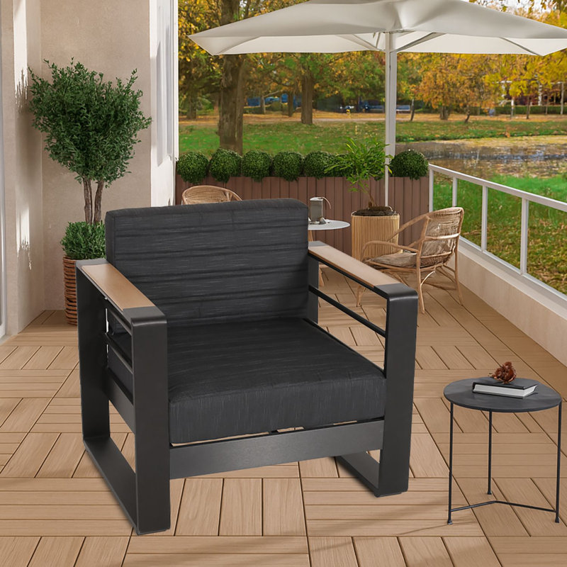 Chaise longue d'extérieur pour l'extérieur avec coussins et structure en aluminium robuste pour le salon, le balcon, le café et l'hôtel