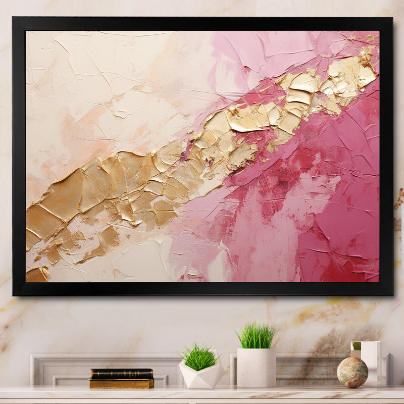 «Pink Gold Minimalisme Poteries I», reproduction sur toile à spirales abstraites, H 24 po x l 32 po x P 1 po