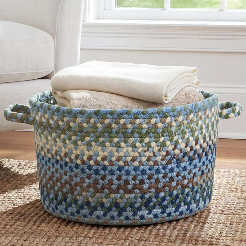 Birch Lane™ Wool / Felt Decorative Basket, Basket 16", Brown Hues