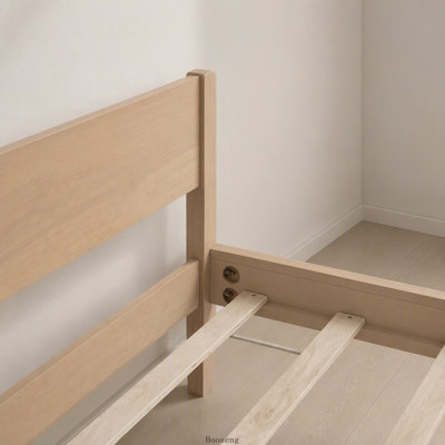 Lit plateforme en pin massif (taille Queen) avec tête et pied de lit hauts, cadre de lit renforcé, chêne naturel