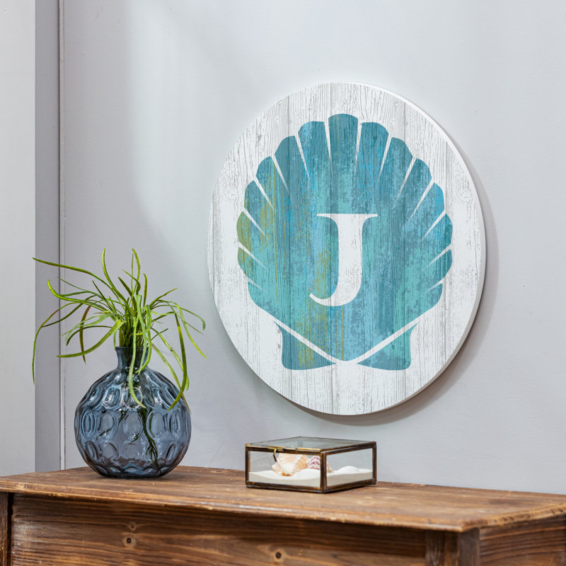 Monogramme de coquille décorative de porte côtière 18 "J J