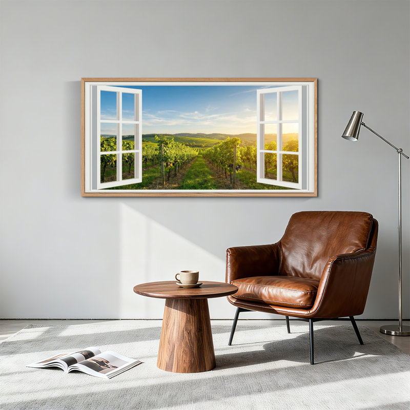 Tableau encadré sur toile représentant un paysage de vignoble (1 pièce), 122 x 61 cm, 48 x 24 pouces