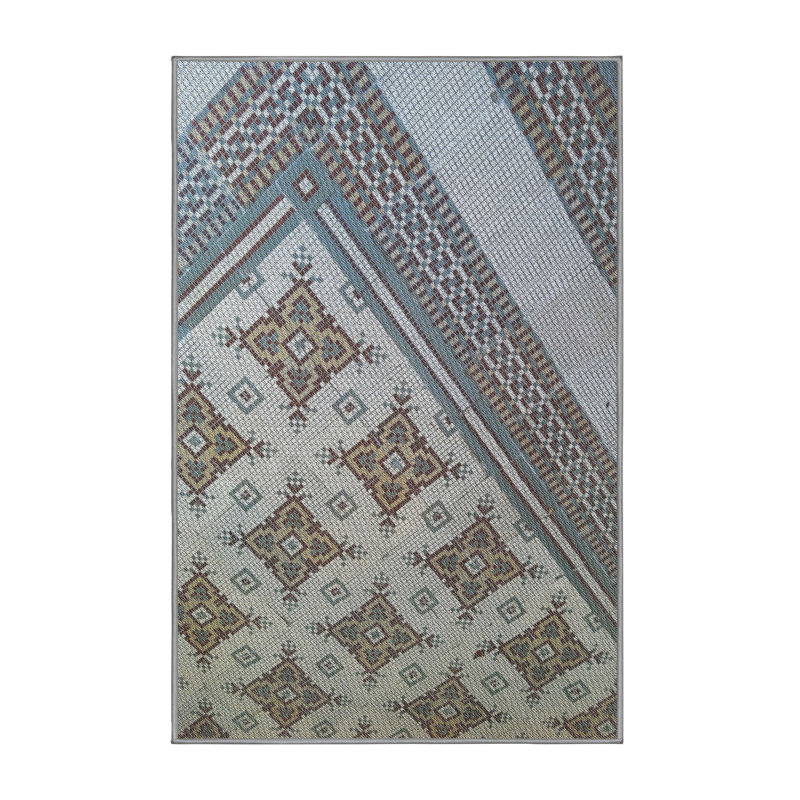 Tapis bleu / gris Ikat, Tapis de couloir 2 pi x 5 pi