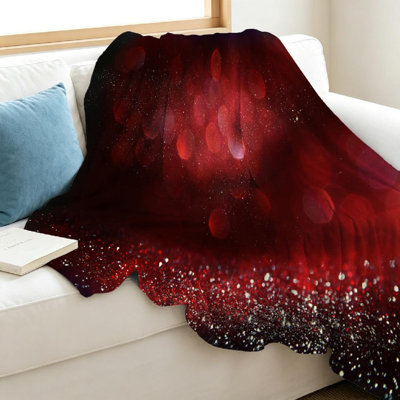 Red Ultra Soft Flannel Fleece Throw Blanket,and Black Glitter Vintage Single-Sided Print