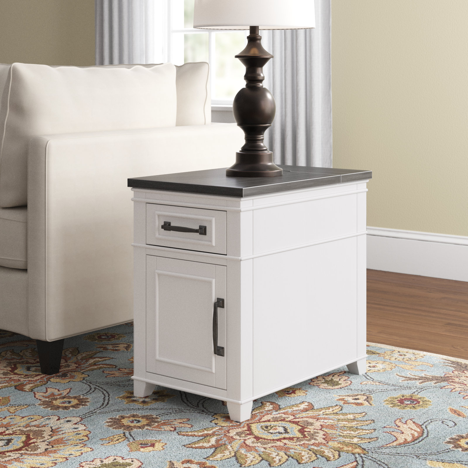 Lark Manor Amilliana 25'' Tall End Table with Storage and BuiltIn