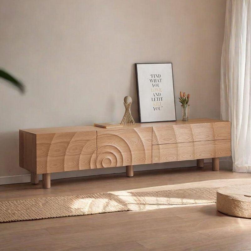 Meuble télé en bois massif, L 86,61 po