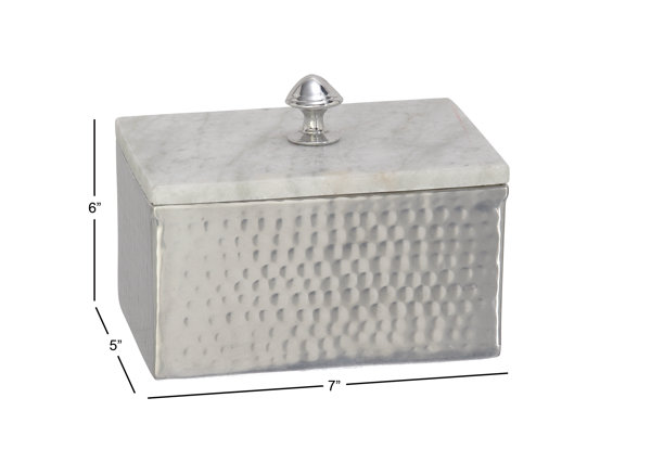Cole & Grey Decorative Aluminum Marble Rectangular Box