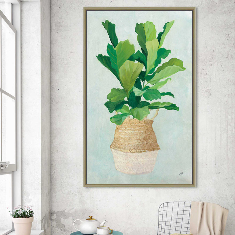 Palmier tissé II - Peinture, Cadre flottant champagne, H 63,5 po x l 39,5 po x P 2 po