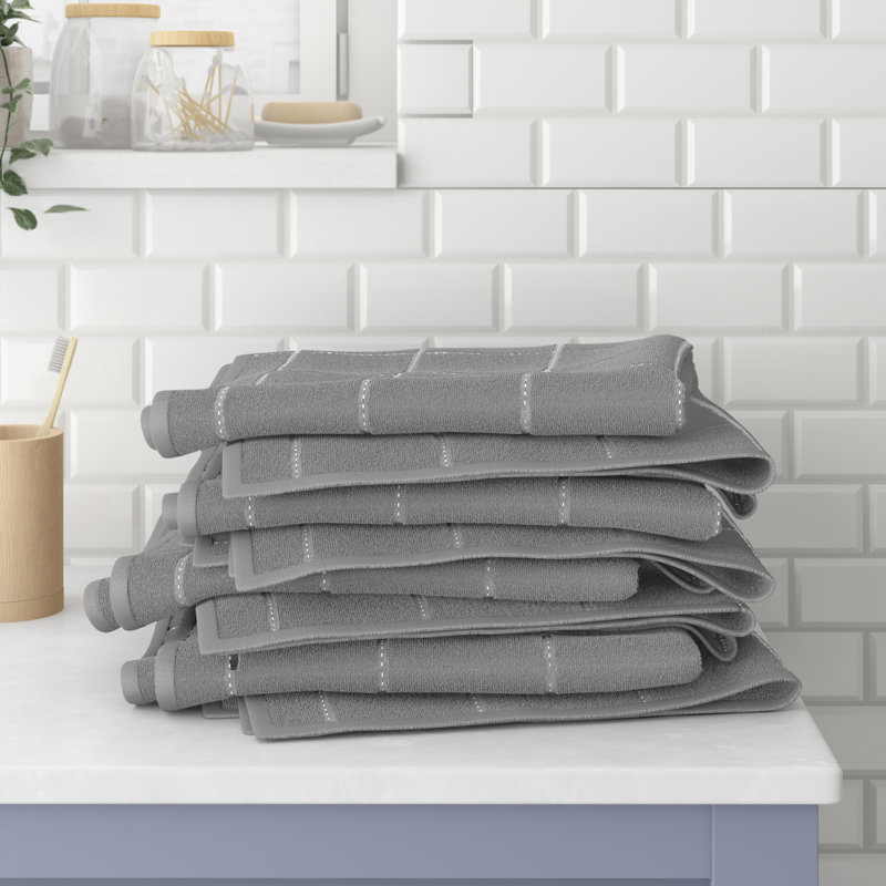 Ensemble de 4 serviettes 100% coton Amaarah, Gris, Hand Towels - 4 Pack