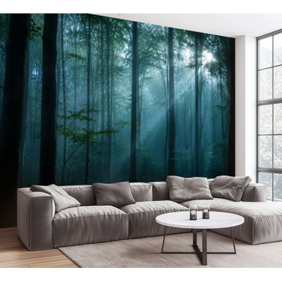 Wall Mural Peel and Stick Wallpaper Spooky Dark Forest Night Moonlight Self-Adhesive Removable Contact Paper Wall Decor for Living Room Bedroom 100"H x 144"W