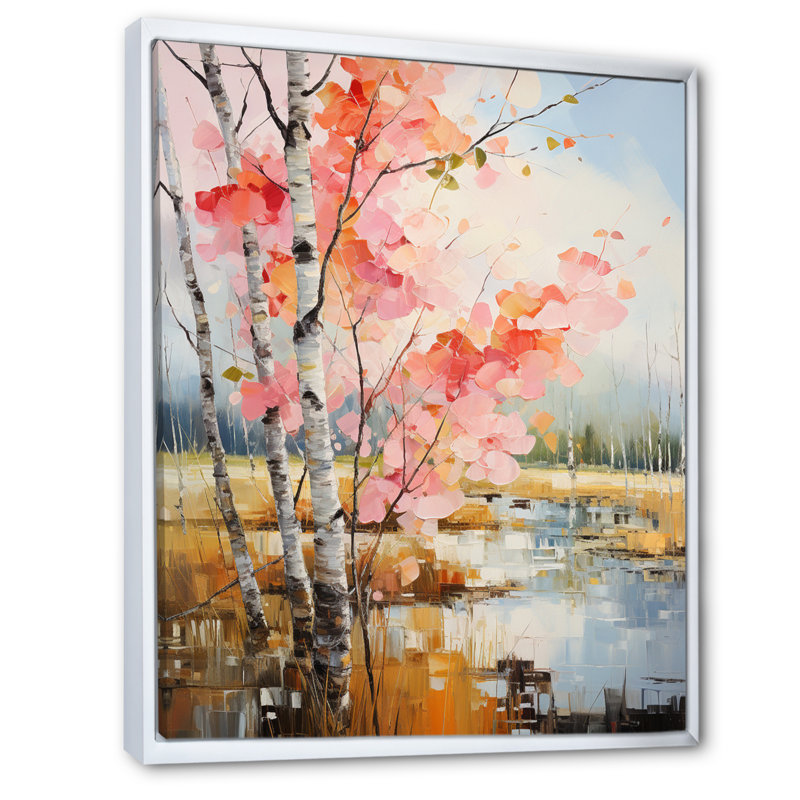 Leonides, réveil du printemps en V - imprimé, H 40 po x l 30 po x P 1,5 po, Cadre flottant blanc