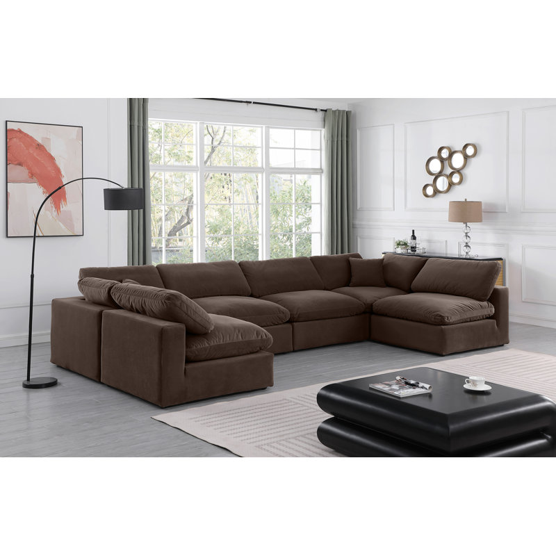 Canapé modulaire réversible en velours Hrannar, Velours brun