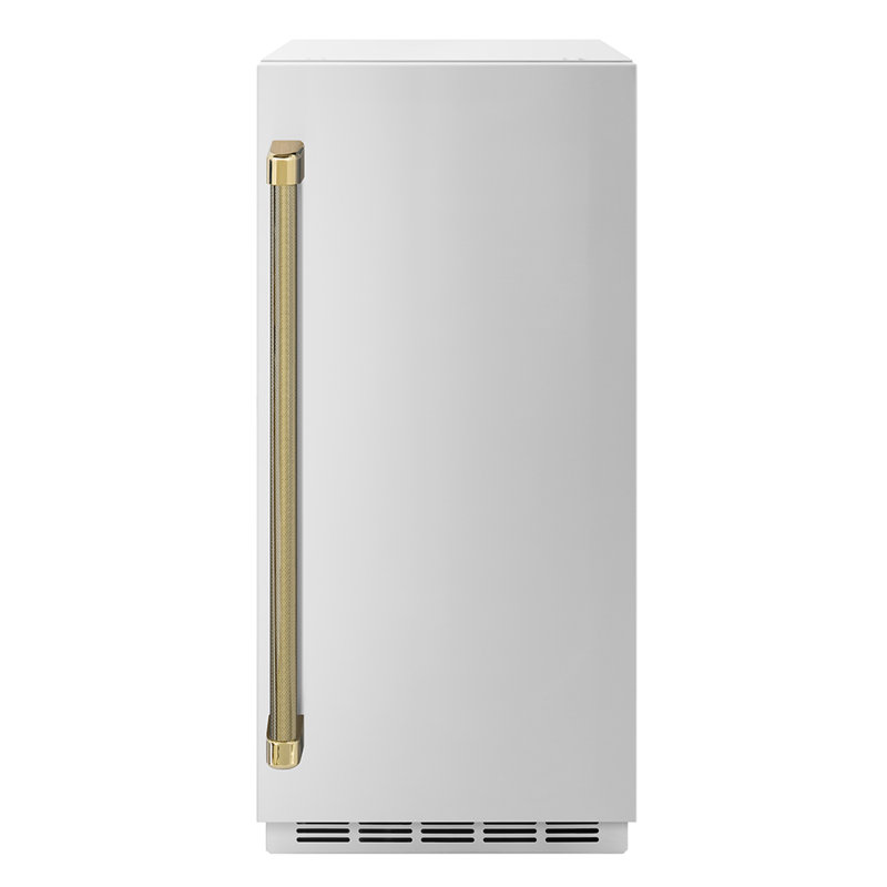 ZLINE Autograph 15 in. Touchstone Gourmet Ice Maker with Solid Steel Door & Gold Helix Handle, Gold