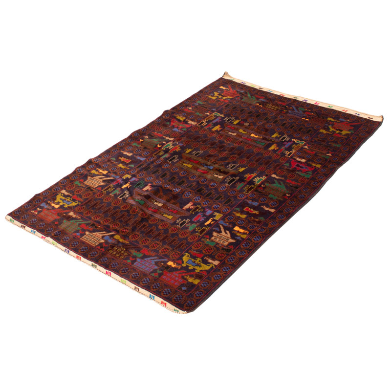 Tapis bleu marine foncé Rare War 3 pi 11 po x 6 pi 7 po