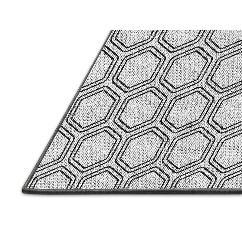 Tapis gris/zone noire à motifs Charlemont, Rectangle 5 pi x 7 pi