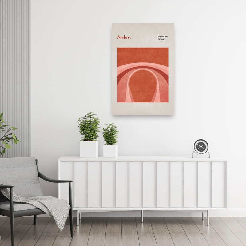 Crimson Curves, abstrait, géométrique moderne, paysage, art mural, H 36 po x l 24 po