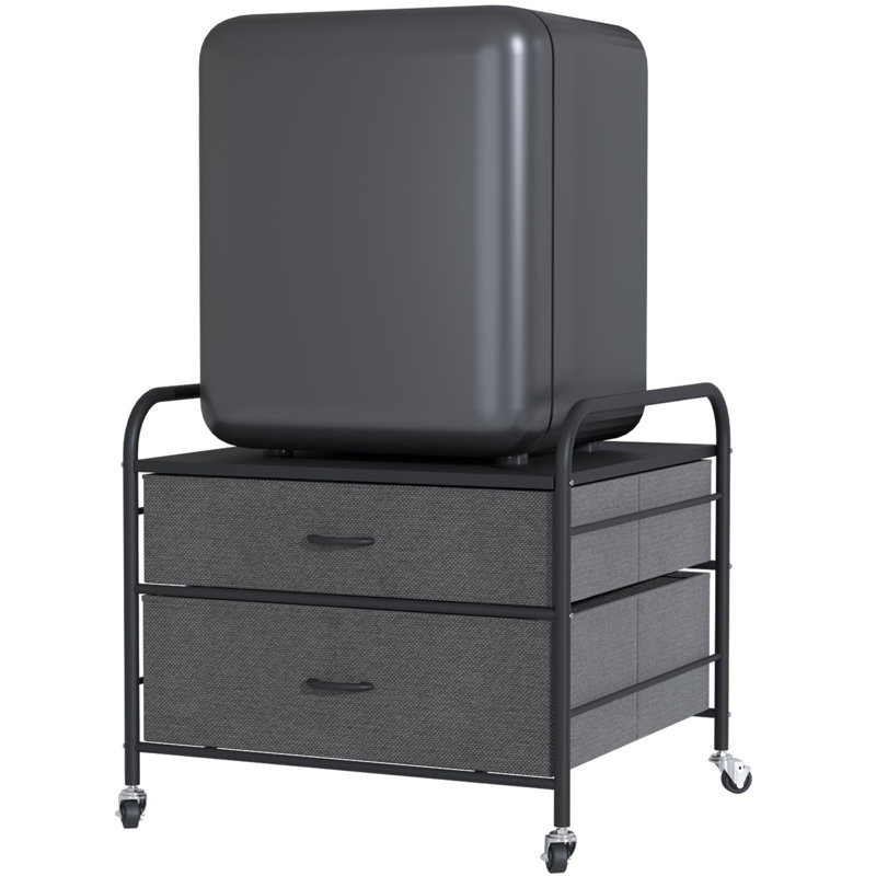 Black Metal Frame Iron Top 2 Drawer Storage Cart