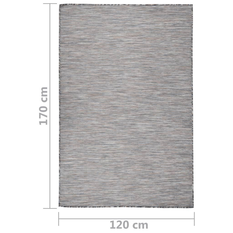 Barfuss Outdoor Flatweave Rug Brown and Blue, Rectangle 120 x 170cm