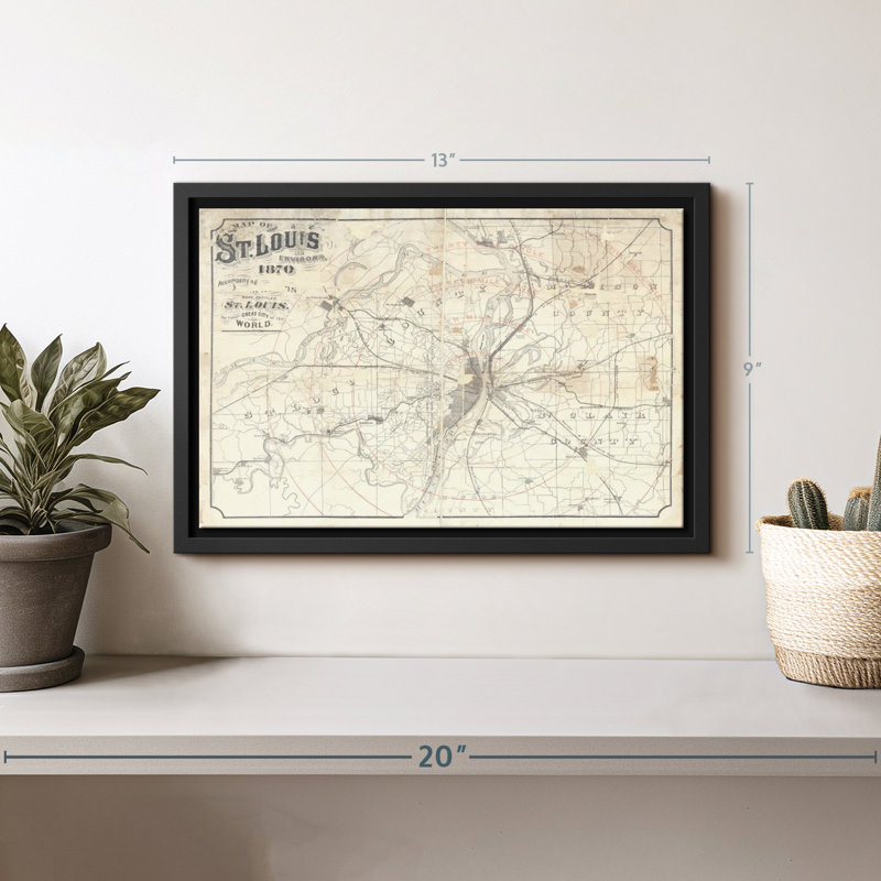 Impression rétro sur toile, carte rétro de St Louis II, H 9 po x l 13 po