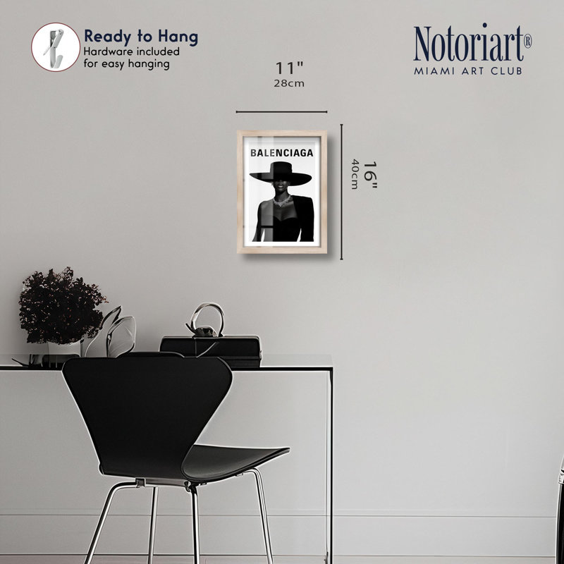 Designer Shadowbox Print Fashion Art Prints by Notoriart, Blonde Frame, 11 x 16, Cream, 16" H x 11" W